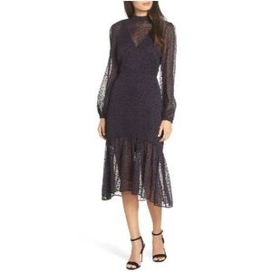 Navy blue dress w/ stars long poet sleeves Avec Les Filles size 8 dark blue